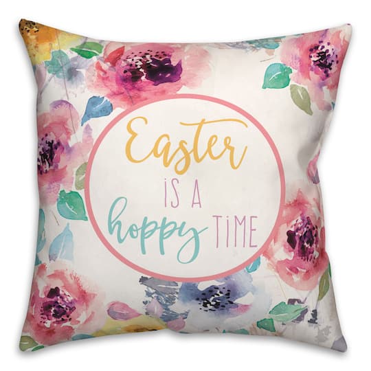 Michaels, Easter Is a Hoppy Time Floral Throw Pillow – Category: Pillows, Throws, Table Linens, & Runners